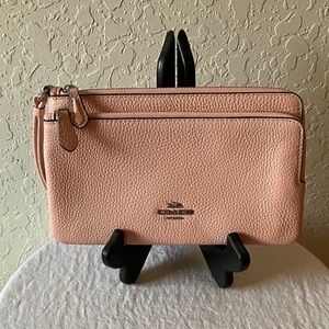 Coach: Pink Blush Leather Wristlet/Clutch- small mark